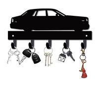 CREATCABIN Metal Key Holder Black Key Hooks Wall Mount Hanger Decor Iron Hanging Organizer Rock Decorative with 5 Hooks Car Pattern for Front Door Entryway Cabinet Hat Towel 10.6 x 5.1 x 1.5 inches