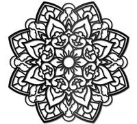 CREATCABIN Metal Mandala Wall Decor Black Flower Wall Art Decor Silhouette Flower Laser Cut Hanging Sign Ornament Wall Decoration Minimalist for Garden Indoor Bedroom Office 11.8x11.8Inch