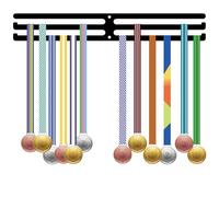 CREATCABIN Metal Medal Hanger Award Ribbon Display Rack Black Iron Sports Athlete Wall Mount Medals Trophy Plaque Organizer Rack Holder with Screws Plugs for Cheer Race Runner Football 13.8 x 2in