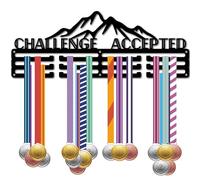 CREATCABIN Metal Medal Hanger Display Mountain Medal Holder Rack Black Iron Sport Hanging Athlete Awards Wall Mounted Stand over 60 Medals for Rock Climb Competition 15.7x5.9Inch-Challenge Accepted