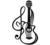 CREATCABIN Metal Music Wall Art Decor - Black Notation Laser Cut Hanging Decoration Sculpture, Minimalist Gift for Music Lover, Patio Garden Bedroom Office - 11.8x7Inch