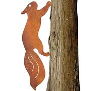 CREATCABIN Metal Rusty Running Squirrel to Screw in Wood Rust Silhouette Squirrel Decor Art Ornament Exquisite Animal Sculpture Tree Stake Decoration for Home Garden Yard Outdoor 11.81 x 3.94inch