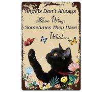 CREATCABIN Metal Tin Sign Cat Signs with butterfly Flowers Retro Vintage Funny Wall Decor Art Mural Hanging Iron Painting Poster Plaque for Home Garden Bar Pub Living Room Office Garage 8 x 12inch