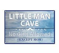 CREATCABIN Metal Tin Sign Man Cave No Girls Allowed Except Mom Retro Vintage Funny Wall Art Mural Hanging Iron Painting for Home Garden Bar Pub Kitchen Living Room Office Garage Plaque 8 x 12inch