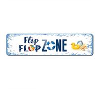 CREATCABIN Metal Tin Sign Summer Flip Flop Zone Slippers Duck Retro Vintage Funny Wall Art Mural Hanging Iron Painting for Home Garden Bar Pub Kitchen Living Room Office Garage Plaque 16x4inch