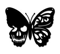 CREATCABIN Metal Wall Art Butterfly Skull Decor Wall Hanging Plaques Ornaments Iron Wall Art Sculpture Sign for Indoor Outdoor Home Livingroom Kitchen Garden Office Decoration Gift Black 6.3 x 7.9inch
