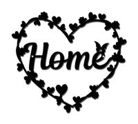 CREATCABIN Metal Wall Art Heart Home Decor Wall Hanging Plaques Ornaments Iron Word Wall Art Sculpture Sign for Indoor Outdoor Home Livingroom Kitchen Garden Office Decoration Black 10.2 x 9.1inch