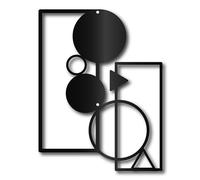 CREATCABIN Metal Wall Decor Geometric Wall Decor Minimalist Black Iron Wall Art Abstract Modern Wall Hanging Decor Circular Rectangular Silhouette Wall Signs Ornament for Home Room Bedroom 12x9Inch