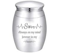 CREATCABIN Mini Cremation Urn Small Keepsake Urns Ashes Holder Silver Alloy Sharing Funeral Urn Kit Memorials Miniature Container Decorative Urn for Son Loved Ones Female Male Pets 1.6x1.2Inch