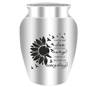 CREATCABIN Mini Cremation Urn Small Keepsake Urns Ashes Holder Silver Sunflower Alloy Sharing Funeral Urn Kit Memorials Miniature Container Decorative Urn with Velvet Bag for Female Male 2.6x1.8Inch
