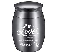 CREATCABIN Mini Cremation Urns Small Keepsake Urn Alloy Kit Metal Sharing Funeral Urn Lived Forever Cat Butterfly Miniature Burial Funeral Jar Memorial for Human Pets Ashes 1.6 x 1.2Inch(Black)