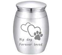 CREATCABIN Mini Cremation Urns Small Keepsake Urn for Ashes Stainless Steel Sharing Funeral Urn Miniature Burial Funeral Container for Family Friends Pet 1.6 x 1.2Inch(Silvery)-my dog forever loved