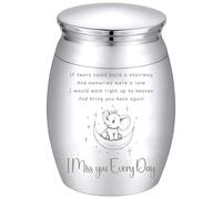 CREATCABIN Mini Elephant Urn Silver Metal Urn Alloy Decorative I Miss You Every Day Pets Human Keepsake Memorial Cremation Small Ashes Holder Container for Funeral Burial Male Female 1.6 x 1.2 Inch