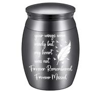 CREATCABIN Mini Father Urn Forever Urns Black Metal Alloy Human Pet Memorial Remembered Missed Cremation Ashes Keepsake Holder Small Container with Bag Spoon Cloth for Funeral Burial 1.6 x 1.2 Inch
