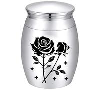 CREATCABIN Mini Flower Urn Small Keepsake Urns Tiny Floral Rose Human Ashes Sharing Burial Funeral Decorative Memorial Keepsake Miniature Container Jar for Love Male Female 1.18x1.57 inch Silver