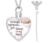 CREATCABIN Mini Heart Urn Necklace for Ashes Cremation Jewelry Memorial Ashes Keepsake Pendant- Dad No Longer By My Side... But Forever In My Heart