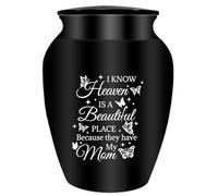 CREATCABIN Mini Urn for Ashes Small Keepsake Urn for Human Ashes Aluminum Ashes Holder Funeral Cremation Engraved Word with Velvet Bag Memorial Gift for Mom Dad Family Friends 2.6x1.8 Inch Black