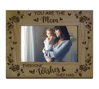 CREATCABIN Mom Wood Frame Engraved Wooden Photo Frames Natural Vintage You Are The Mom Everyone Wishes They Had June Rose Memorial Picture Holds Display for Mothers Birthday Christmas 7.9 x 5.9 Inch