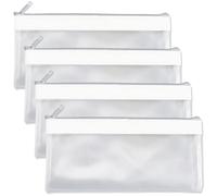 CREATCABIN Money Bags with Zipper PVC Cash Wallet Pouch Clear Bank Deposit Bags Rectangle Zip Lock Bags Multi-Purpose Pen Holder for Coins Cosmetics Invoice Bills Check Tools Marker Cases 8.6x4Inch