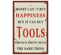 CREATCABIN Money Can’t Buy Happiness Sentence Letters Metal Tin Sign Retro Metal Plate Posters Plaques with Quotes Vintage Hanging Art Decor for Home Living Room Bedroom Bar Cafe Pub 12 x 8inch