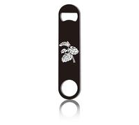 CREATCABIN Monstera Flat Bottle Opener Speed Metal Opener Tropical Leaves Heavy Duty Bottle Opener Stainless Steel Key for Beer Bartender Pub Bar Drinks Kitchen Seniors Man Women Gifts Black 1.6x7Inch
