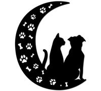 CREATCABIN Moon Metal Wall Decor Black Cat Moon Wall Art Rustic Wall Sculpture Hanging Home Decor Dog Silhouette Sign Ornament for Home Garden Living Room Bedroom Indoor Outdoor 9.8 x 11.8Inch