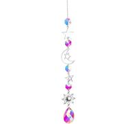 CREATCABIN Moon Star Suncatcher Car Pendant Hanging Crystal Planet Charm Sun Catcher Pendant Rear View Mirror Hanging Ornaments Accessories for Window Balcony Keychain Decorations Gifts