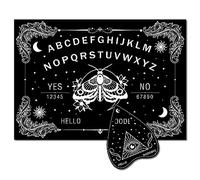 CREATCABIN Moth Pendulum Board Pendulum Dowsing Divination Board Black Rectangle Wooden Spirit Talking Board with Planchette Metaphysical Witchcraft Altar Supplies Kit for Wicca Pagan 11.8X8.3 Inch