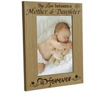 CREATCABIN Mother & Daughter Picture Frame Wood Photo Frame Holds Display Pictures 4x6 Wall Mounting Brown Printing Poster Frame Stand for Gallery Tabletop Decor Mother's Day Memorial Gifts 6 x 8Inch