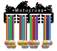 CREATCABIN Motocross Medal Holder Runner Medal Hanger Display Rack Sports Metal Hanging Awards Iron Small Mount Decor Awards for Wall Home Badge Race Runner Marathon Medalist Black 11.4 x 5.1 Inch