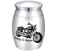CREATCABIN Motor Cycle Urn Small Cremation Urns Keepsake Column Alloy Motorbike Riding In Heaven Memorial Ashes Preserve Funeral Container Jar for Human Ashes Commemorative Decorative 1.57 x 1.18in