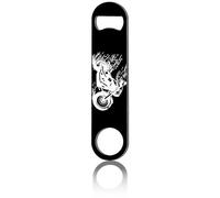 CREATCABIN Motorbike Flat Bottle Opener Stainless Steel Bottle Opener Black Blanks Heavy Duty Bar Key Speed Opener Laser Cut for Bartender Kitchen Bar Restaurant Men Women Party 1.6 x 7Inch