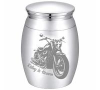 CREATCABIN Motorcycle Small Keepsake Urn Stainless Steel Mini Cremation Urn Ashes Preserve Memorial Gift Waterproof Decorative Funeral Souvenir for Human Ashes Part Encapsulation Storage 1.57x1.18in