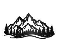 CREATCABIN Mountain Metal Wall Art Forest Metal Wall Decor Rustic Wall Sculpture Hanging Mountain Home Decor Sign Black Tree Hollow Out Ornament for Living Room Bedroom Indoor Outdoor 15.7 x 8Inch