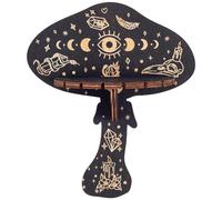 CREATCABIN Mushroom Crystal Shelf Display Wooden Wall Crystal Shelf Evil Eye Floating Shelves Dowsing Pendulum Holder Stand Rustic Witchy Stuff Storage for Hanging Rock Spiritual Gift 6.92x5.91Inch