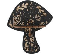 CREATCABIN Mushroom Crystal Shelf Small Crystal Display Shelf Rustic Wooden Black Gem Witchy Stuff Floating Hand Holder Wall Storage Shelves for Rock Gemstones Meditation Spiritual Gifts 7 x 6 Inch