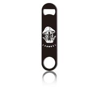 CREATCABIN Mushroom Flat Bottle Opener Speed Metal Opener Moon Phase Star Heavy Duty Bottle Opener Stainless Steel Key for Beer Bartender Pub Bar Drinks Kitchen Seniors Man Women Gifts Black 1.6x7Inch