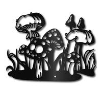 CREATCABIN Mushroom Metal Wall Decor Iron Wall Art Black Hollow Sculpture Metal Wall Art Decor Sign Hanging Decoration for Indoor Outdoor Kitchen Dining Room Living Room Bedroom Dorm Party 12 x 9Inch