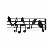 CREATCABIN Music Metal Wall Art Black Bird Wall Decor Bird Silhouette Hanging Sculptures Iron Plaque Decorations Artwork Ornament for Door Garden Home Farmhouse Indoor Outdoor Decor 13.7 x 5.9 Inch