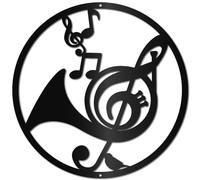 CREATCABIN Musical Note Metal Wall Decor Black Iron Wall Hanging Decor Silhouette Wire Wall Art Sculpture Decoration Sign Hollow Out Minimalist Ornament for Garden Home Living Room 12x12Inch