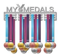 CREATCABIN My Medals Holder Sport Hanger Display Stand Wall Mount Decor Medal Holders for Sports Home Badge 3 Rung Medalist Running Gymnastics Over 60 Medals Games 15.7inch