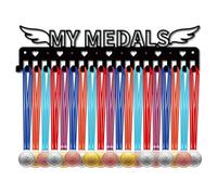CREATCABIN My Medals Medal Hangers Medal Holder Display Wing Rack Sports Metal Hanging Awards Iron Mount Decor With 20 Hooks for Wall Home Badge Dancer Soccer Gymnastics Ballet Black 15.7 x 3.9 Inch