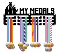 CREATCABIN My Medals Medal Holder Display Medal Hanger Sports Rack Wall Mount Frame Iron Small Hooks Hanging Awards Metal Medal Hangers for Running Swimming Marathon Soccer Gymnastics 11.4 x 5.1Inch