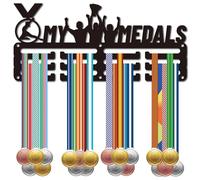 CREATCABIN My Medals Medal Holder Medal Hanger Display Rack Sports Metal Hanging Awards Iron Small Mount Decor Awards for Wall Home Badge Race Running Soccer Dance Medalist Black 11.4 x 5.1 Inch