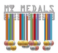 CREATCABIN My Medals Medal Holder Sport Display Stand Wall Mount Hanger Rack Decor Stainless Steel Hanging for Athlete Home Badge Medalist Trophy Winner Storage Over 60 Medals 15.7 x 4.6 Inch