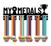 CREATCABIN My Medals Medal Holder Sport Medal Hanger Medal Rack Acrylic Display Wall Rack Mounted over 40 Medals for Winners Athletes Champions Medalist Trophy Soccer Black 11.4x4Inch