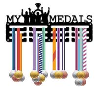 CREATCABIN My Medals Medal Holder Sports Medal Hanger Display Metal Frame Iron Hooks Hanging Awards Small Wall Mount Medal Rack Organizer for Soccer Swimming Running Marathon Medalist 11.4 x 5.1Inch