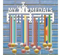 CREATCABIN My Medals Medal Holder Sports Medal Hanger Rack Display Small Wall Mounted Decor Iron Hanging Award Gift for Runner Gymnastic Football Swimming Athletes Medalist 11.4 x 5.1 Inch White