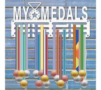 CREATCABIN My Medals Medal Medal Holder Medal Hanger Display Rack Sports Metal Hanging Awards Iron Small Mount Decor for Wall Home Badge Soccer Gymnastics Swimming White 11.4 x 5.1 Inch
