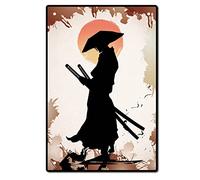 CREATCABIN Ninja Metal Sign Tin Plate Japanese Samurai Vintage Signs Plaque Setting Sun Retro Indoor Outdoor Restroom Bathroom Wall Decorations for Family Home Hotel Store Door Decor, 8x12Inch